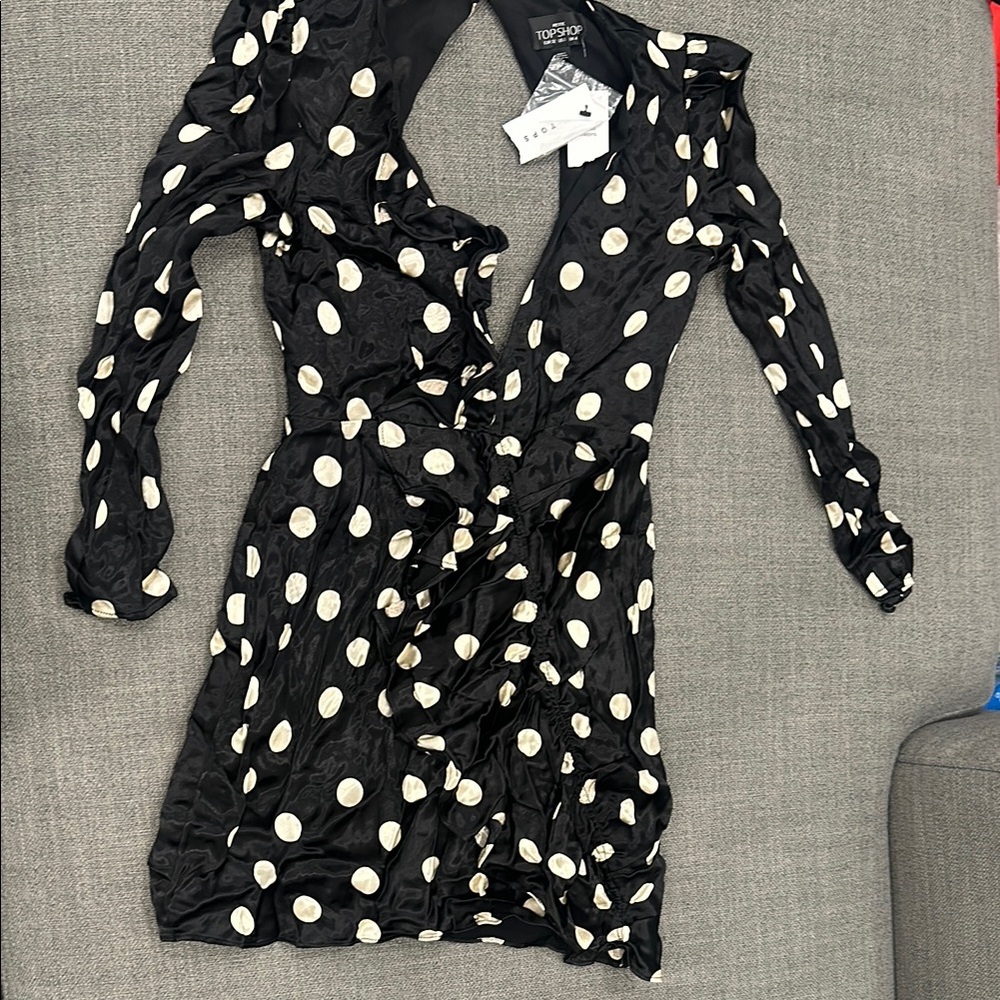 Topshop Black and White Polka Dot Dress